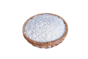 Top view of sticky rice Thai traditional agriculture in the north and northeast of Thailand isolated background with clipping path. 