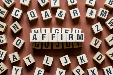 Affirm word concept on cubes