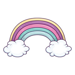 cute rainbow with clouds isolated icon vector illustration design