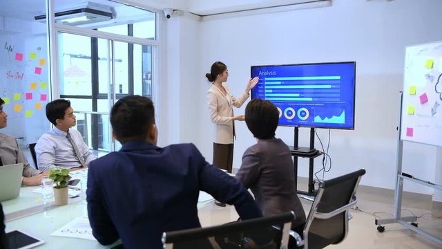 Business concepts. Business people are meeting together in the office. 4k Resolution.