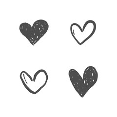 Hand drawn hearts. Love heart illustration doodles.