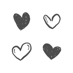 Hand drawn hearts. Love heart illustration doodles.