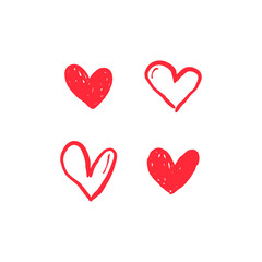 Hand drawn hearts. Love heart illustration doodles.