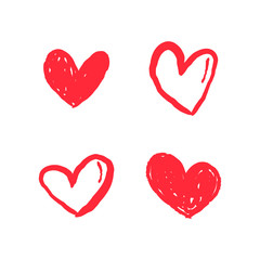 Hand drawn hearts. Love heart illustration doodles.