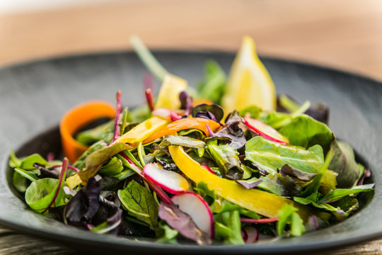 Fresh garden salad. Fresh garden salad on a plate. Fresh and healthy vegetable salad
