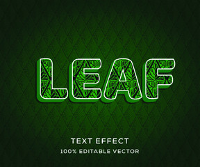 Leaf Full Editable Text Effect Premium Vector