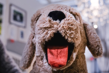 kids toy dog with tongue stuck out