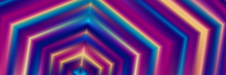 Fototapeta premium Colorful geometrical banner with neon radiance. Disco background