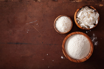 coconut flour and flakes healthy ingredient for keto paleo diet