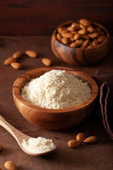 Fototapeta na wymiar almond flour. healthy ingredient for keto paleo gluten-free diet