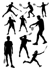 silhouettes of badminton  vector
