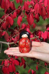 Ancient russian matryoshka. Ethnic nested doll as ancient national craft of Japan, old Japanese...