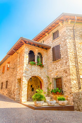 Fototapeta na wymiar View of an old house in Sirmione. Lake Garda. Italy