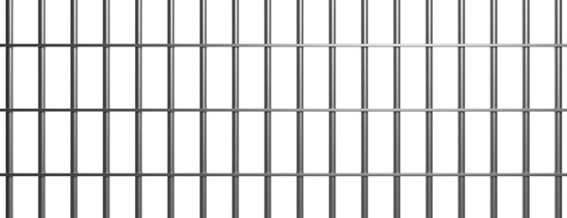 Jail bars on white background, texture. 3d illustration