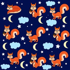 cute squirrel pattern illustration vector