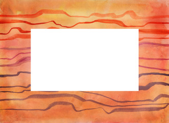 Obraz premium Frame of orange artwork on white background.Orange, yellow, pink watercolor background. Artistic texture is suitable for banner. Hand drawn abstract illustration, design element for card, cover
