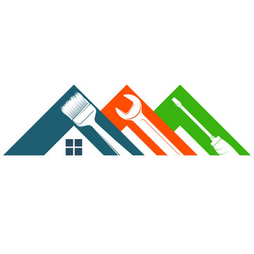 Home repair and service with tool symbol for construction business