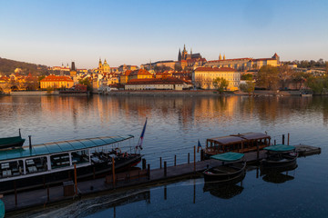 Panorama of Hradcany at sunrise, Czech Republic