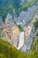 Fototapeta na wymiar Waterfall Boka near Soca river in Slovenia
