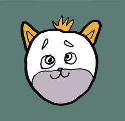 Obraz premium cute cat head illustration study. this is vector work. gray background
