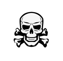 Skull and crossbones symbol. Jolly Roger, pirate emblem vector illustration