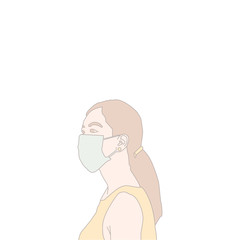 Female crowd in protective mask illustration vector eps 10
