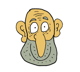 bald man head work illustration.This is vector work. Can be used as symbol, logo.