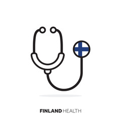 Finland healthcare concept. Medical stethoscope with country flag