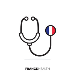 France healthcare concept. Medical stethoscope with country flag