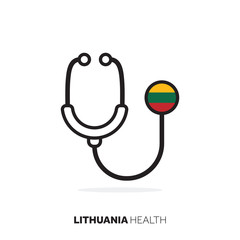 Lithuania healthcare concept. Medical stethoscope with country flag