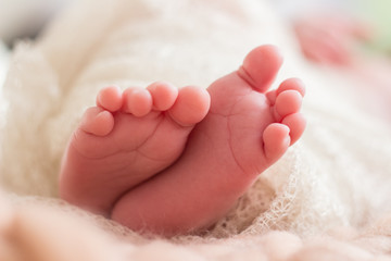 baby newborn foot finger closeup detail  small leg feet