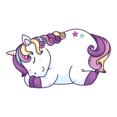cute unicorn sleeping with stars decoration vector illustration design