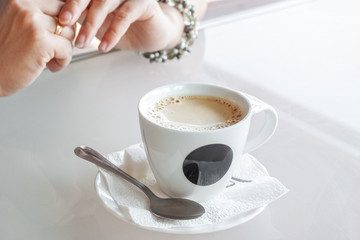Cup of aromatic coffee.