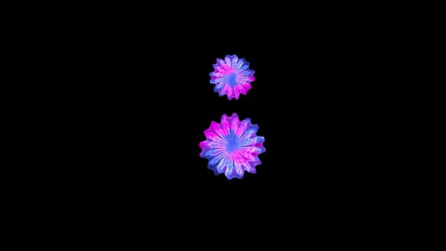 3d rendering Neon Hologram of Flower Blooming with Glowing Lines on black background.