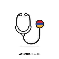 Armenia healthcare concept. Medical stethoscope with country flag