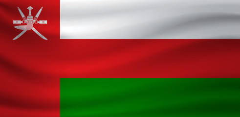 Waving flag of Oman. Vector illustration