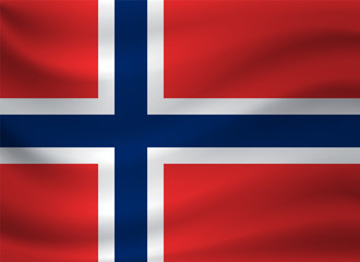 Obraz premium Waving flag of Norway. Vector illustration