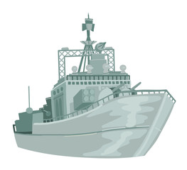 Russian military warship. Vector on white isolated background