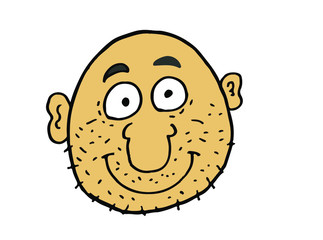 bald man head work illustration.This is vector work. Can be used as symbol, logo.