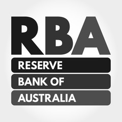 RBA - Reserve Bank of Australia acronym, business concept background