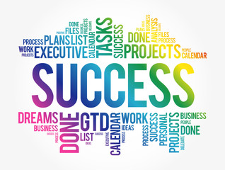 Success word cloud collage, business concept background