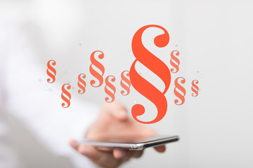 paragraph law sign digital in hand 3d
