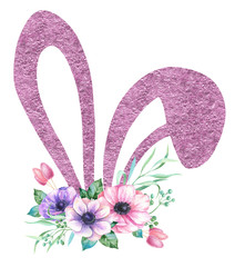Easter bunny ears with floral decoration.
