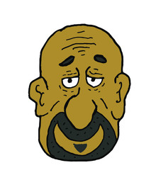 bald man head work illustration.This is vector work. Can be used as symbol, logo.