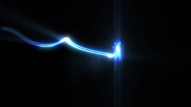 Light Streak Particle With Lens Flare Fx Loop/ 4k animation of an abstract light stroke with optical lens flare visual fx flying and seamless looping