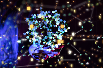 code data concept in hand digital 3d