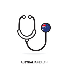 Australia healthcare concept. Medical stethoscope with country flag