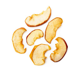Dried sliced apples, fruit isolated on white background