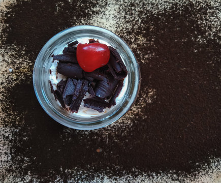 Chocolate Cheescake With Cherry Horizontal Photo