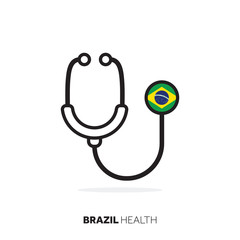 Brazil healthcare concept. Medical stethoscope with country flag